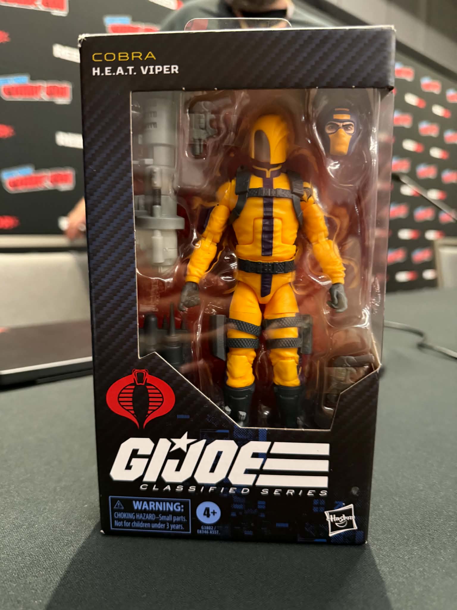 Cobra H.E.A.T. Viper G.I. Joe Classified Series 2027 action figure front packaging at NYCC 2026