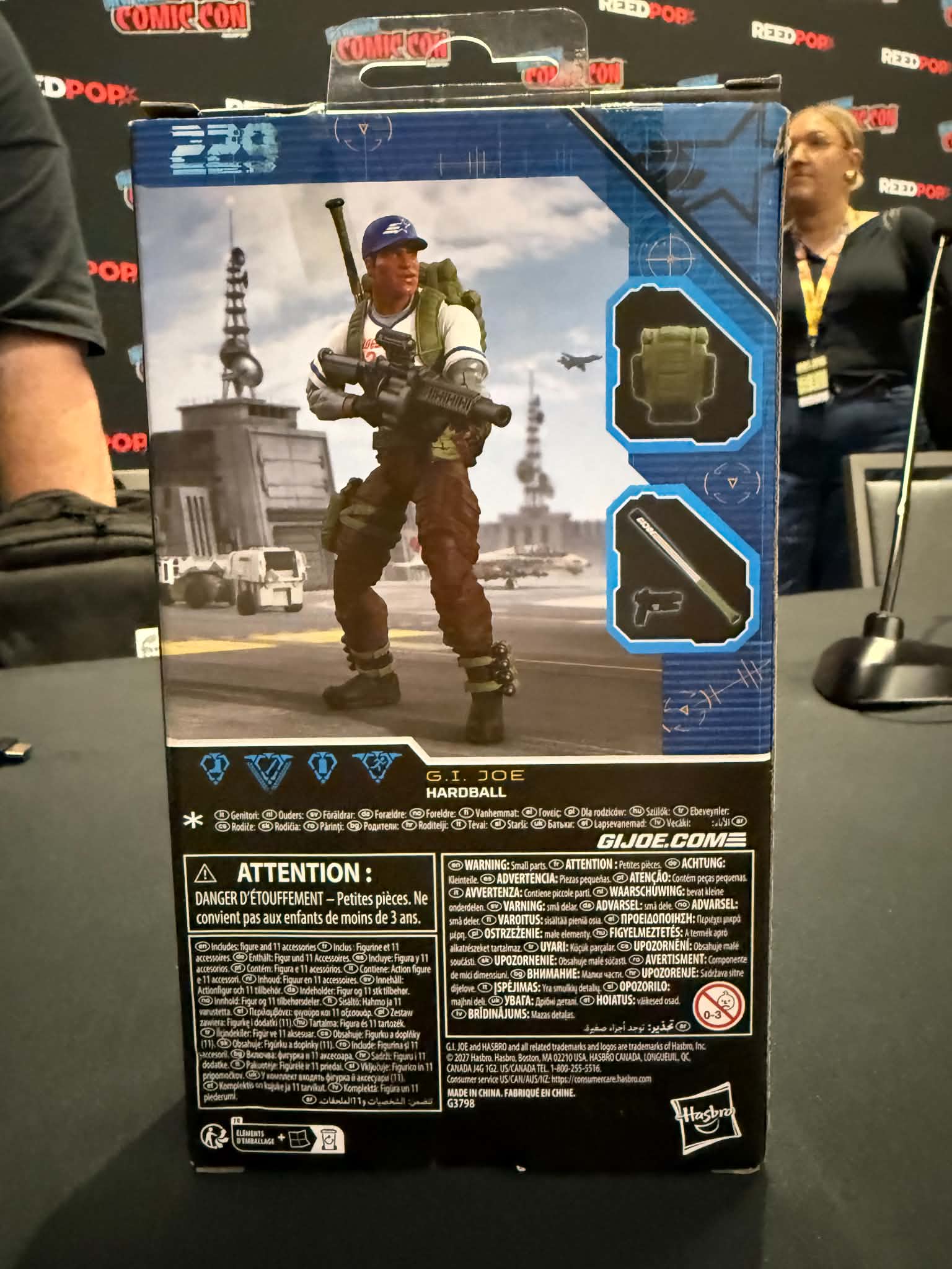 Hardball G.I. Joe Classified Series 2027 action figure rear packaging with baseball and combat artwork