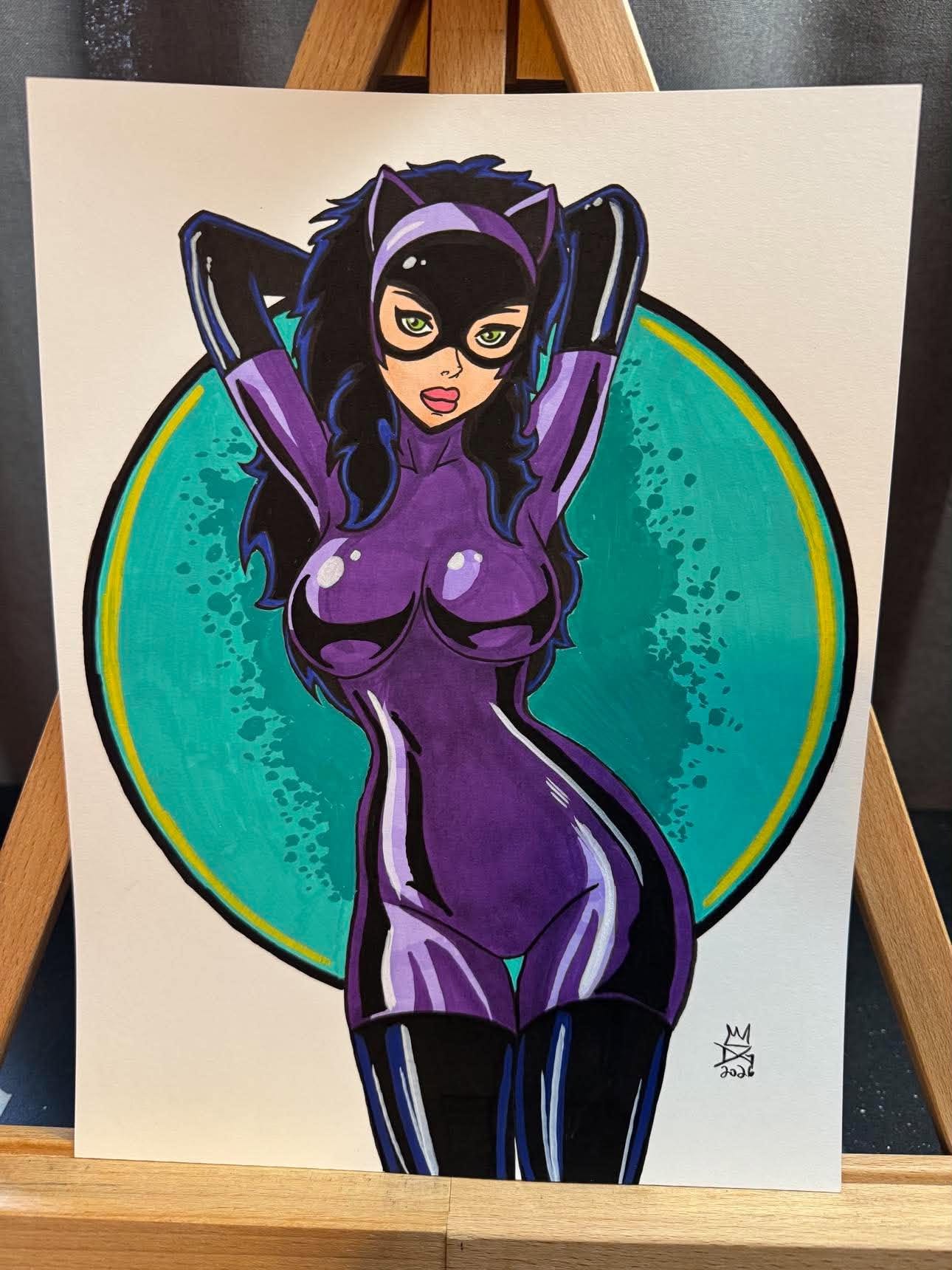 Danny Givens Catwoman purple costume artwork $35
