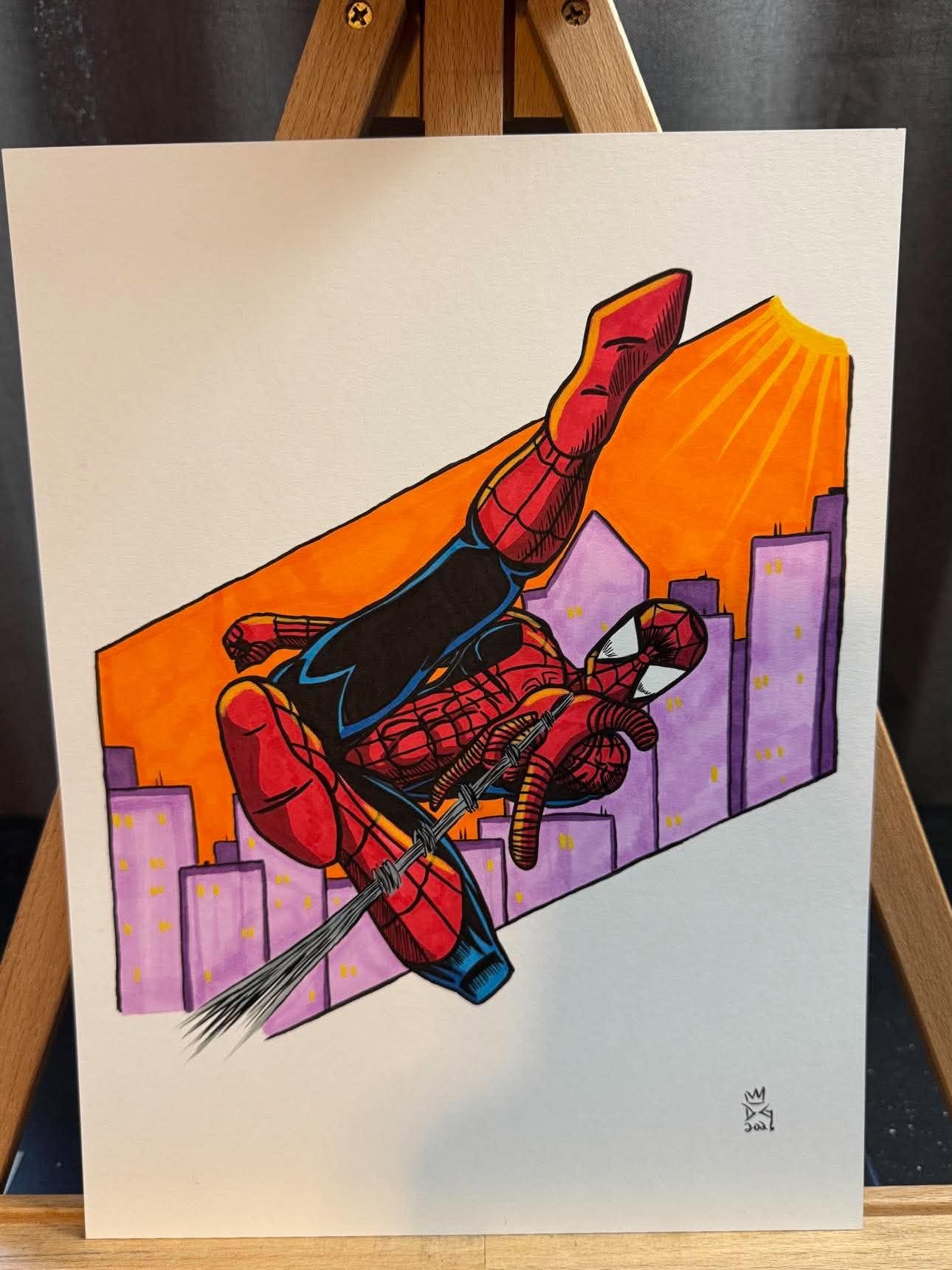 Danny Givens Spider-Man swinging artwork $35