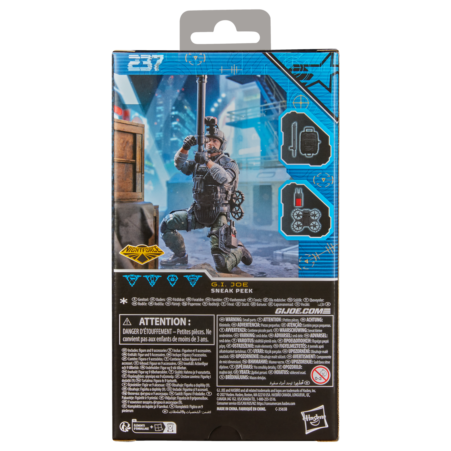 Back of GI Joe Classified Night Force Sneak Peek packaging