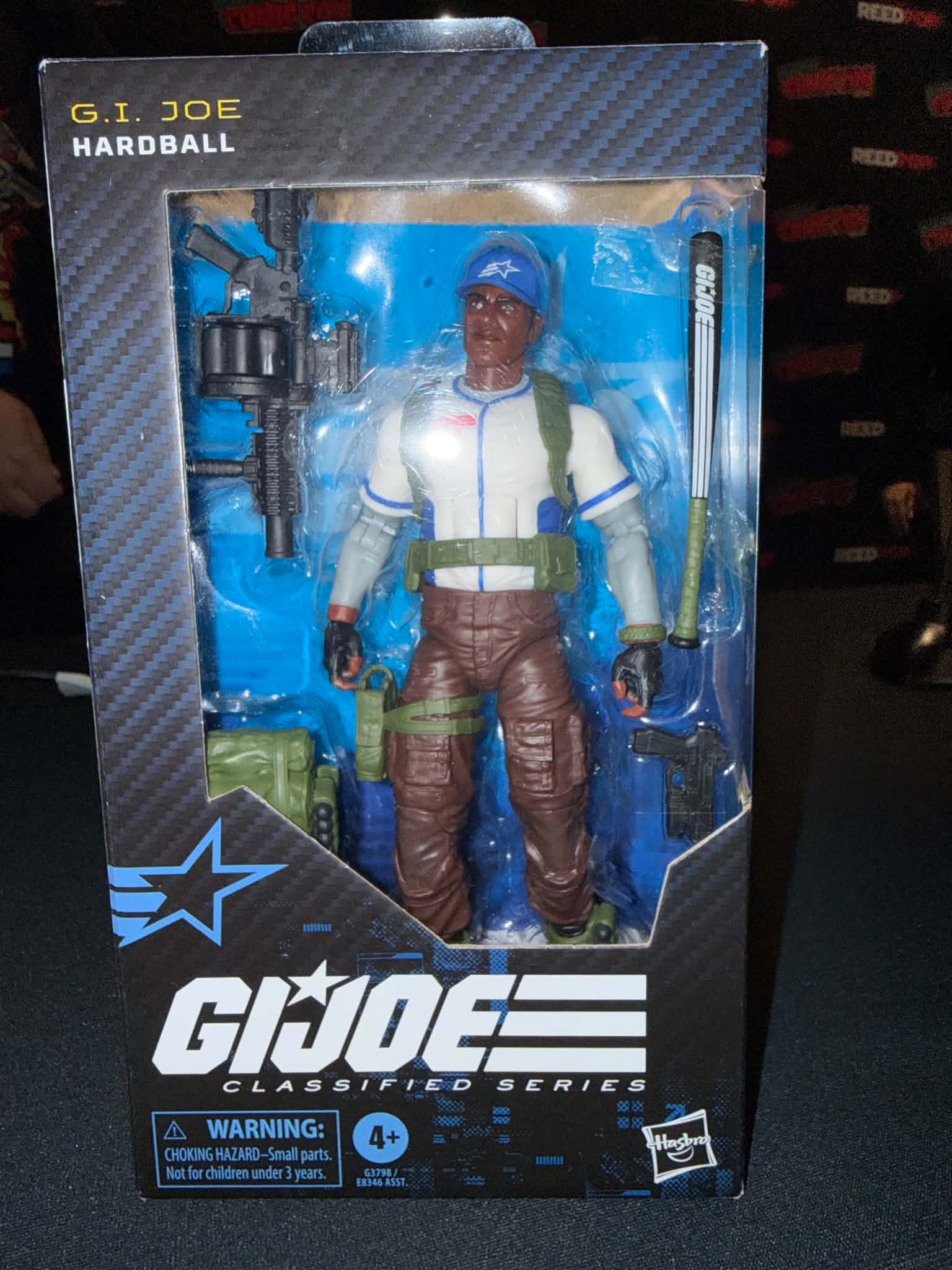 Closeup of the Oktober Guard insignia on G.I. Joe Classified Series Daina 2027 packaging